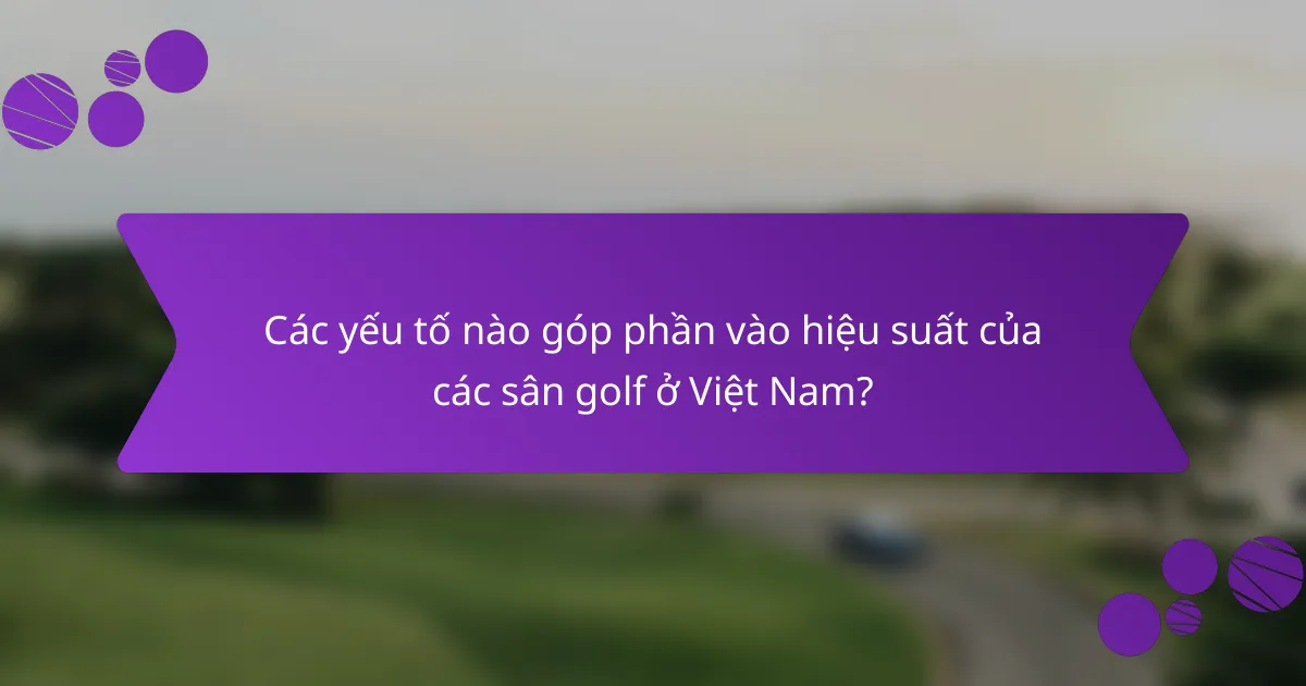 Các yếu tố nào góp phần vào hiệu suất của các sân golf ở Việt Nam?