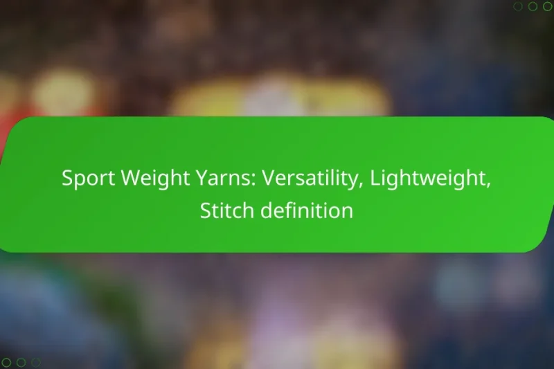 Sport Weight Yarns: Versatility, Lightweight, Stitch definition